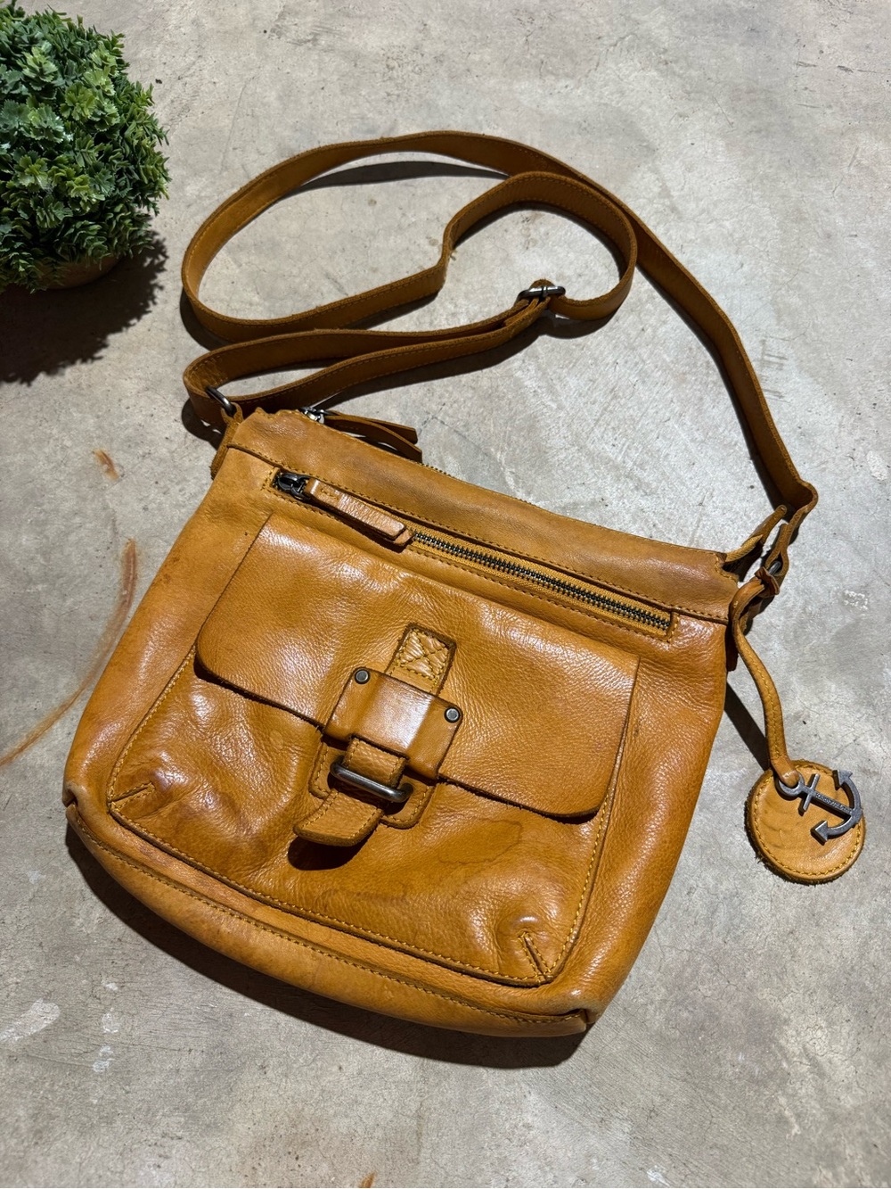 Harbour 2nd Leather Crossbody Shoulder Bag Purse Yellow Tan Boho Earthy Natural